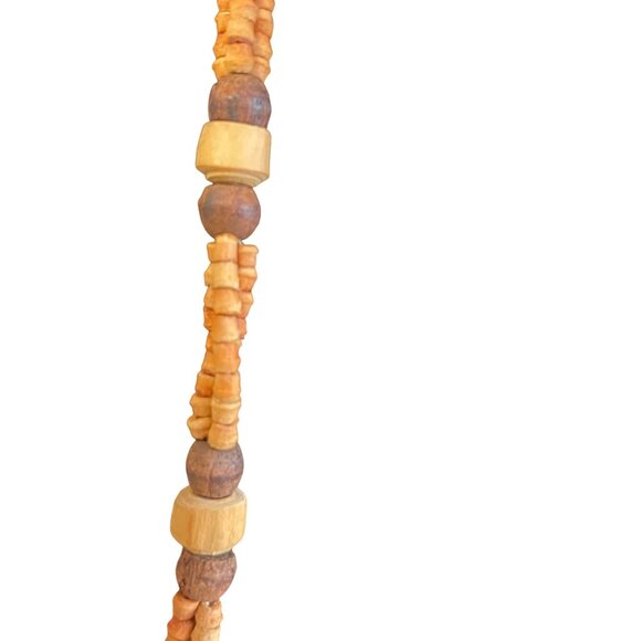 Vintage Wood Beaded Necklace With Earthy Tones 30" - Picture 5 of 5